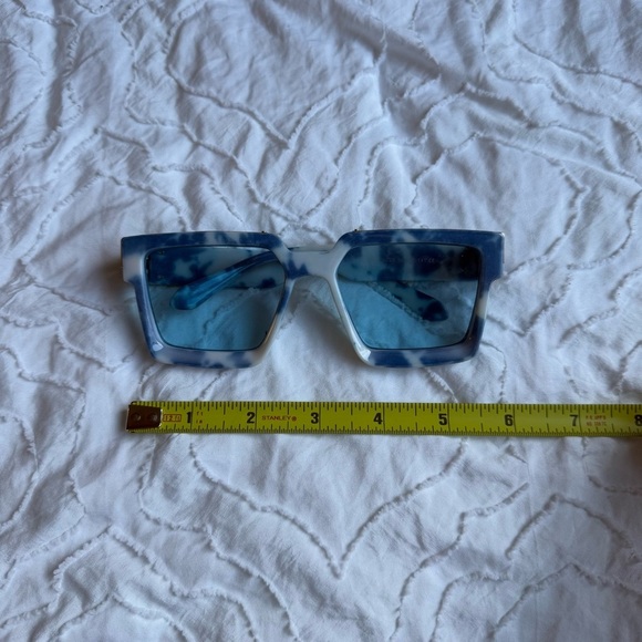 Shein Glasses Blue Tint Lens With Blue Marble Detail with Gold - Picture 2 of 6